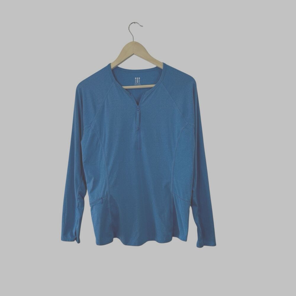 Title Nine Large Sunbuster 2.0 Long Sleeve Sun Shirt Blue Athletic UPF 50 Womens